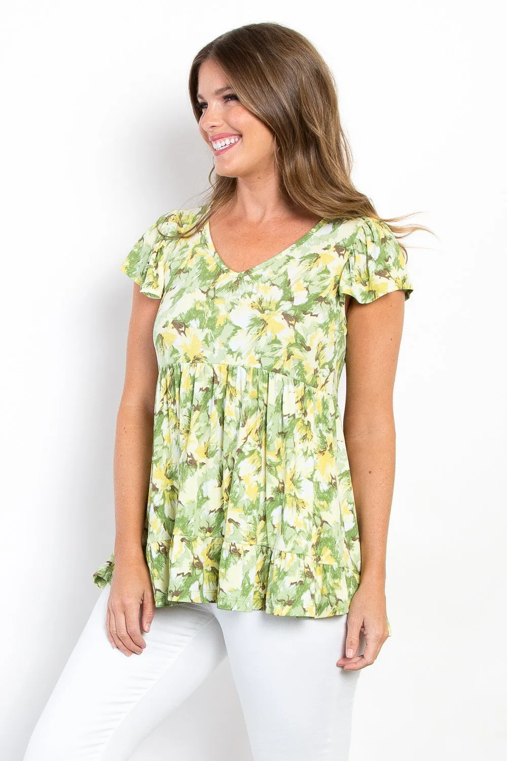 Floral Ruffled Babydoll Top