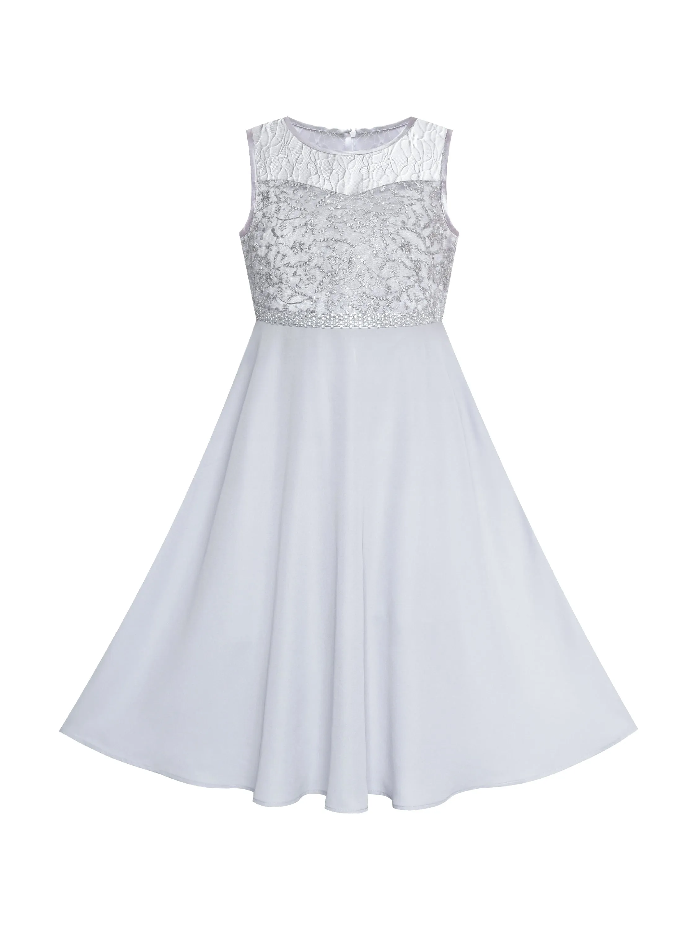Girls Dress Rhinestone Chiffon Bridesmaid Wedding Pageant Formal Special Occasion Dance Night Ball Maxi Gown 6