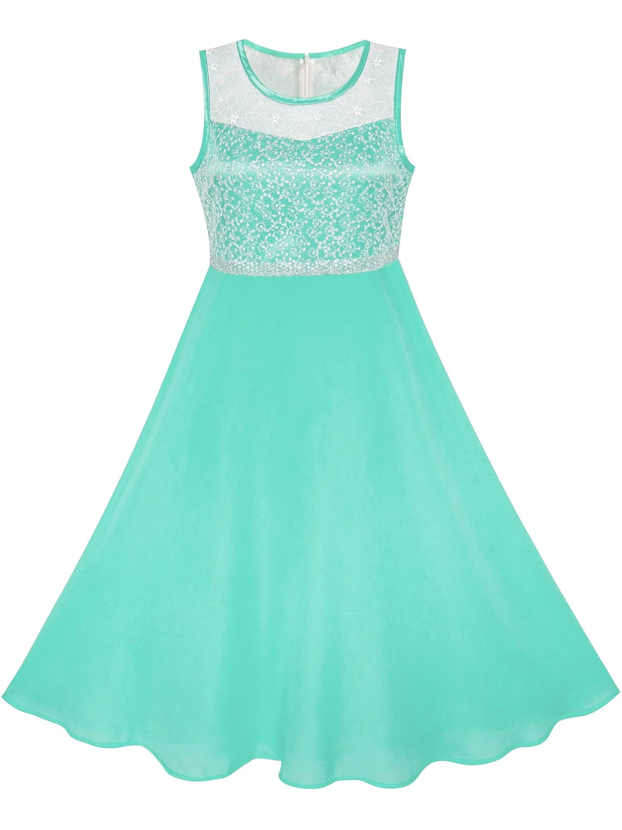 Girls Dress Rhinestone Chiffon Bridesmaid Wedding Pageant Formal Special Occasion Dance Night Ball Maxi Gown 6