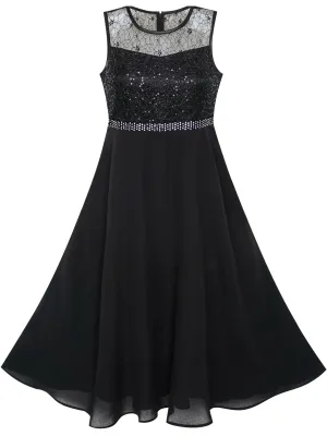 Girls Dress Rhinestone Chiffon Bridesmaid Wedding Pageant Formal Special Occasion Dance Night Ball Maxi Gown 6