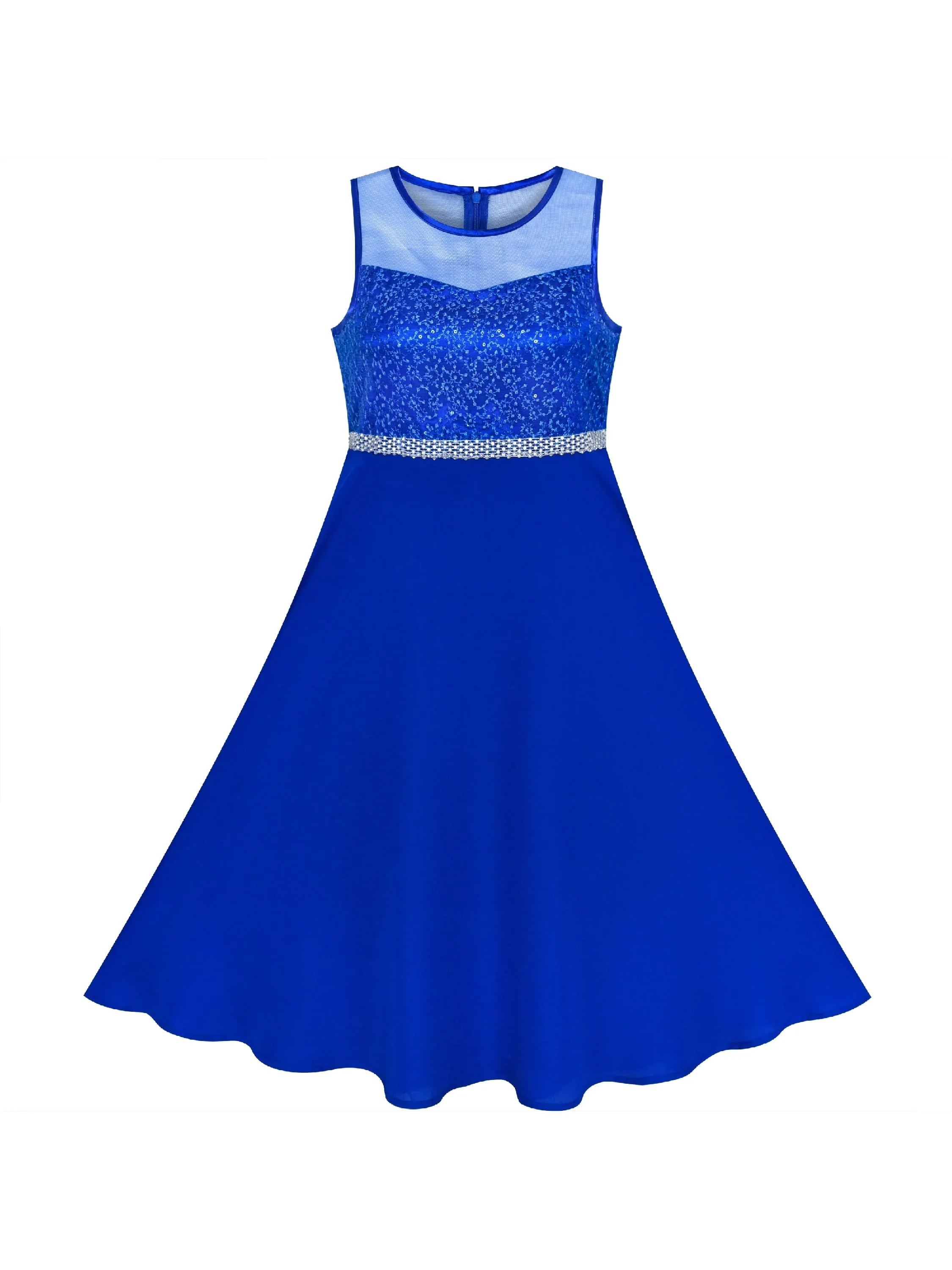Girls Dress Rhinestone Chiffon Bridesmaid Wedding Pageant Formal Special Occasion Dance Night Ball Maxi Gown 6