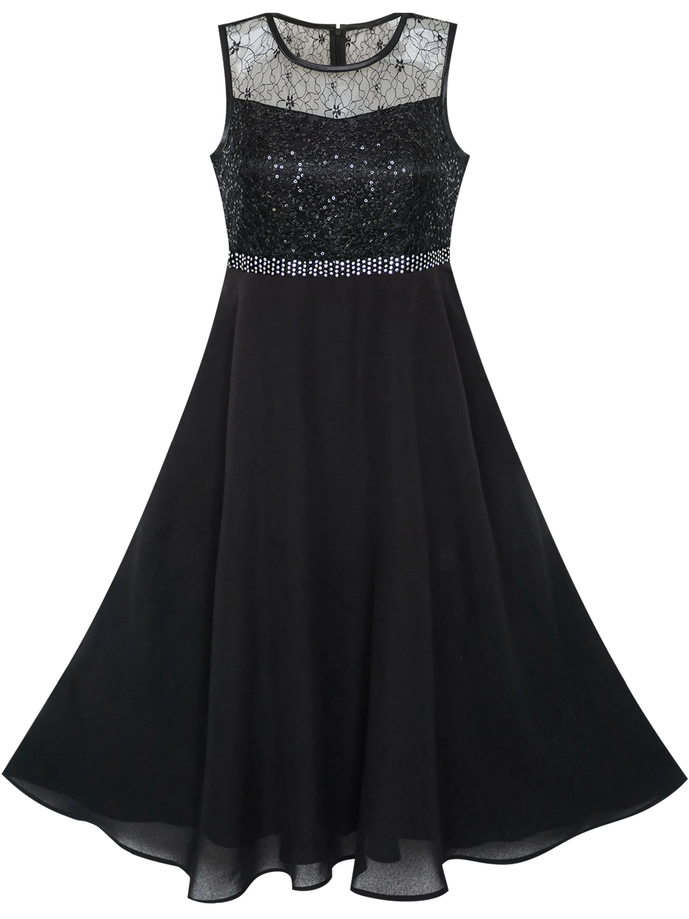 Girls Dress Rhinestone Chiffon Bridesmaid Wedding Pageant Formal Special Occasion Dance Night Ball Maxi Gown 6