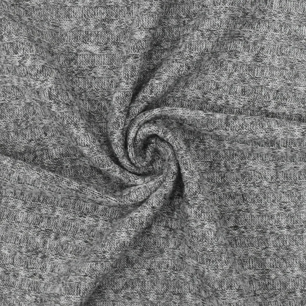 Glacier Gray-Black Texture Stretch Poly 5x4 Rib Knit Fabric