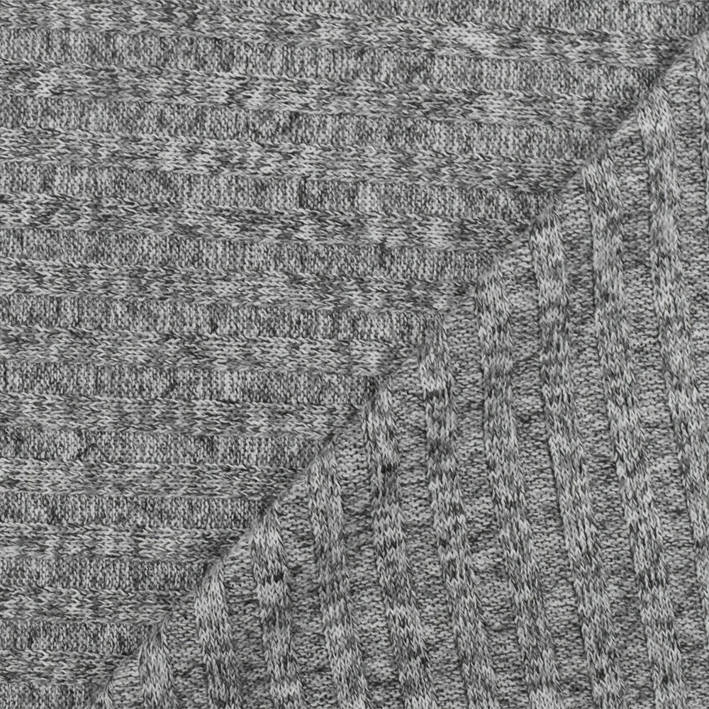 Glacier Gray-Black Texture Stretch Poly 5x4 Rib Knit Fabric