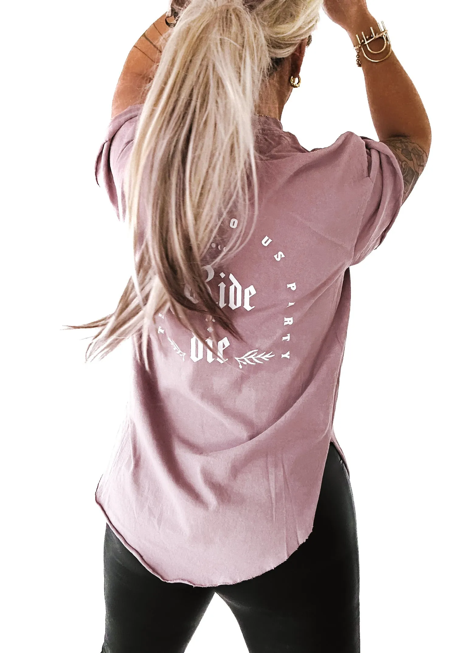 GOTHIC RIDE OR DIE SIDE SLIT TEE