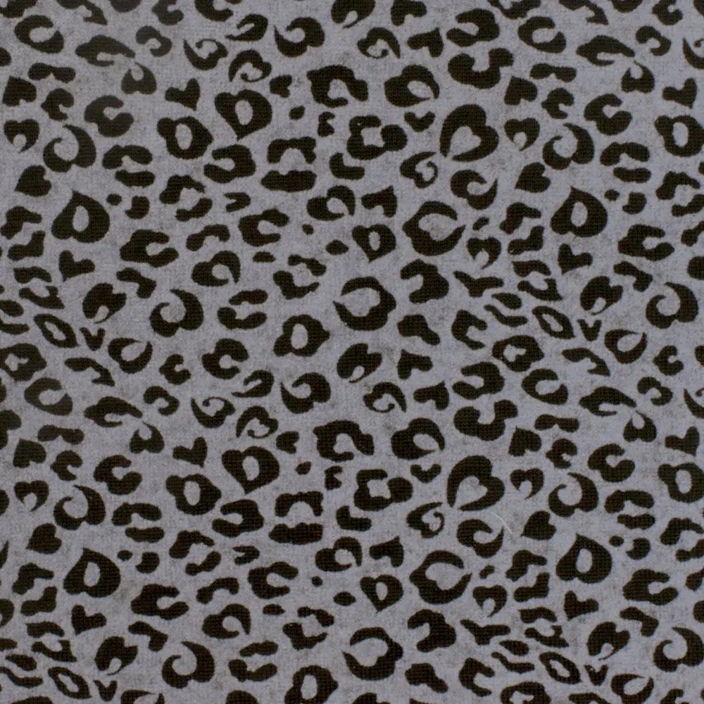 Gray-Black Leopard Velvet Flocked Stretch Jersey Knit Fabric
