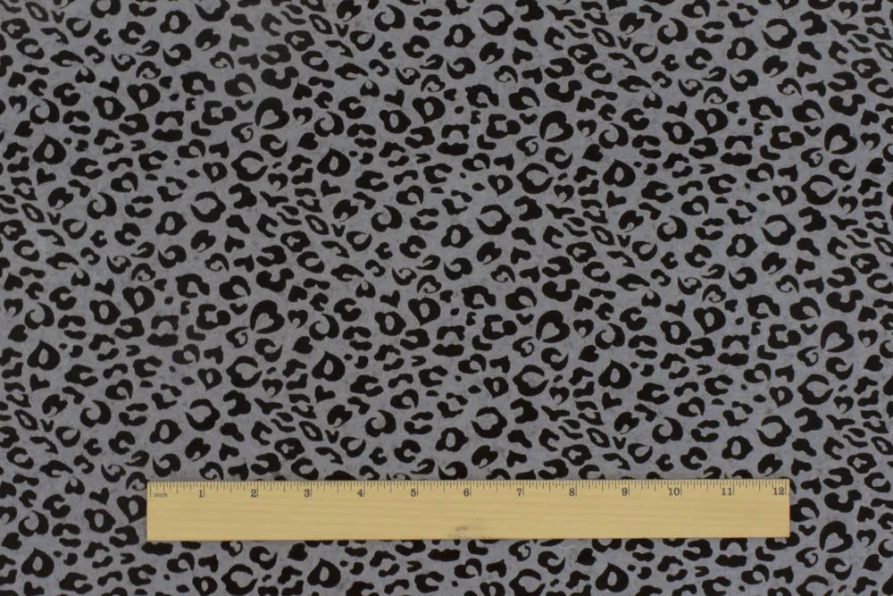 Gray-Black Leopard Velvet Flocked Stretch Jersey Knit Fabric