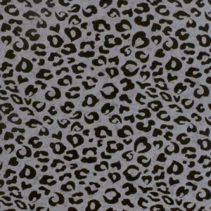 Gray-Black Leopard Velvet Flocked Stretch Jersey Knit Fabric