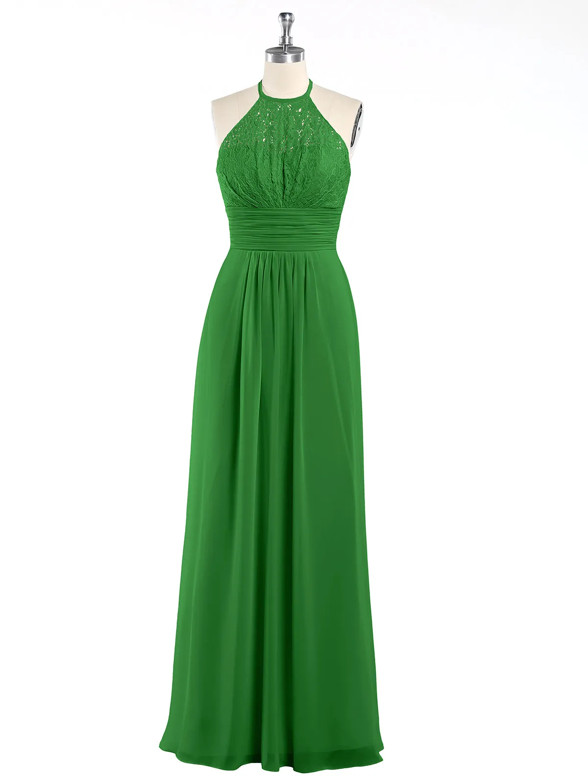Halter Chiffon And Lace Long Dresses Green Plus Size