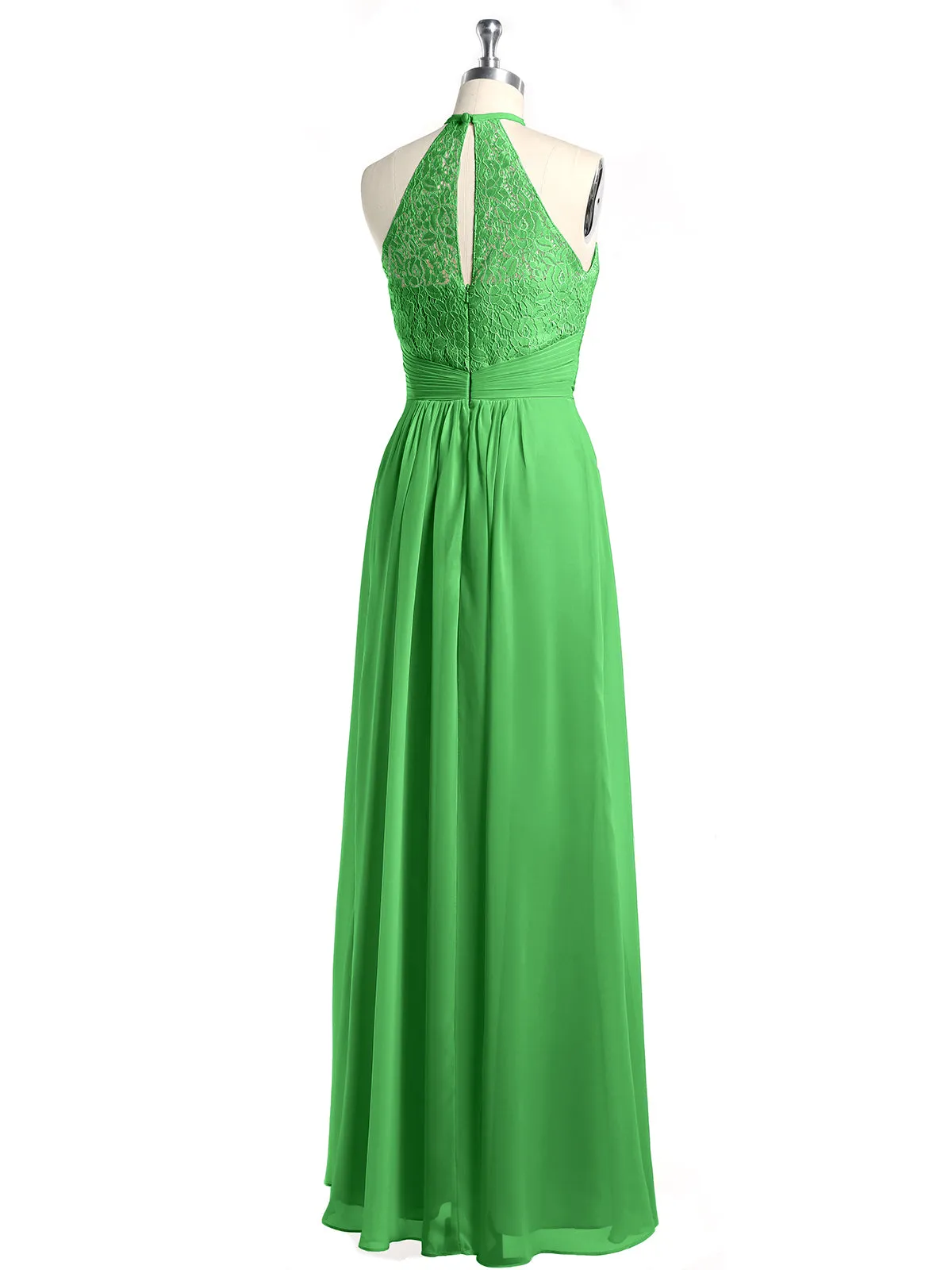 Halter Chiffon And Lace Long Dresses Green Plus Size