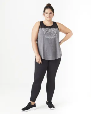 Heather Mesh-Detailed Tank | Charcoal Grey / Black