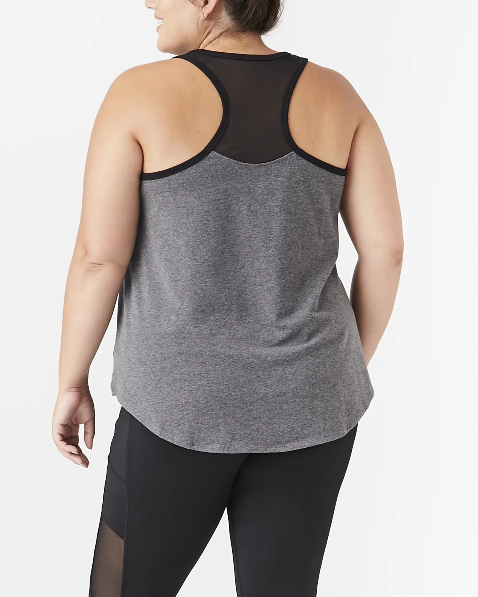 Heather Mesh-Detailed Tank | Charcoal Grey / Black