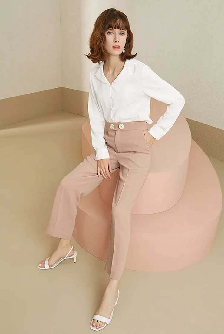 High-waist Straight Loose Cropped Suit Pants