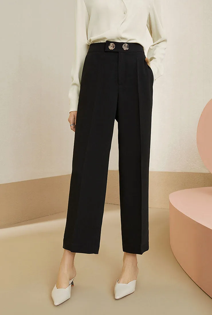 High-waist Straight Loose Cropped Suit Pants