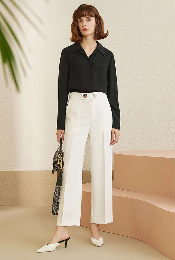 High-waist Straight Loose Cropped Suit Pants