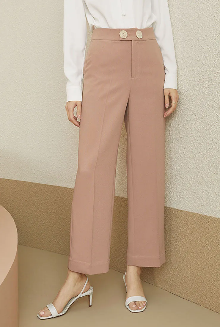 High-waist Straight Loose Cropped Suit Pants