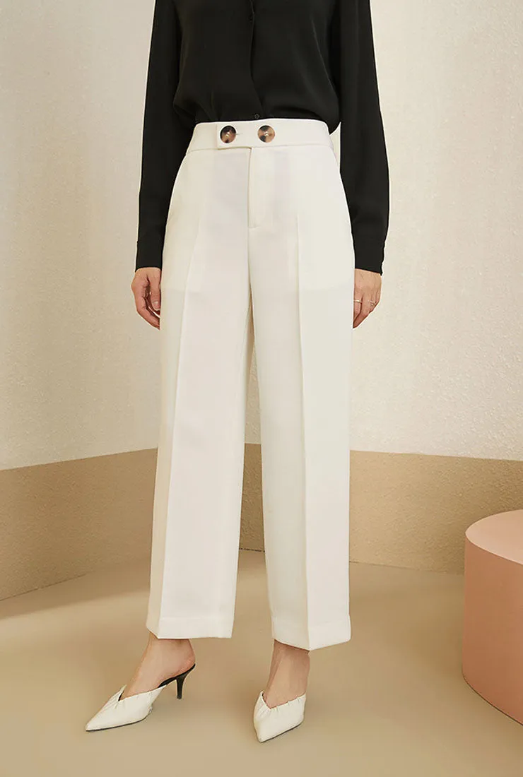 High-waist Straight Loose Cropped Suit Pants
