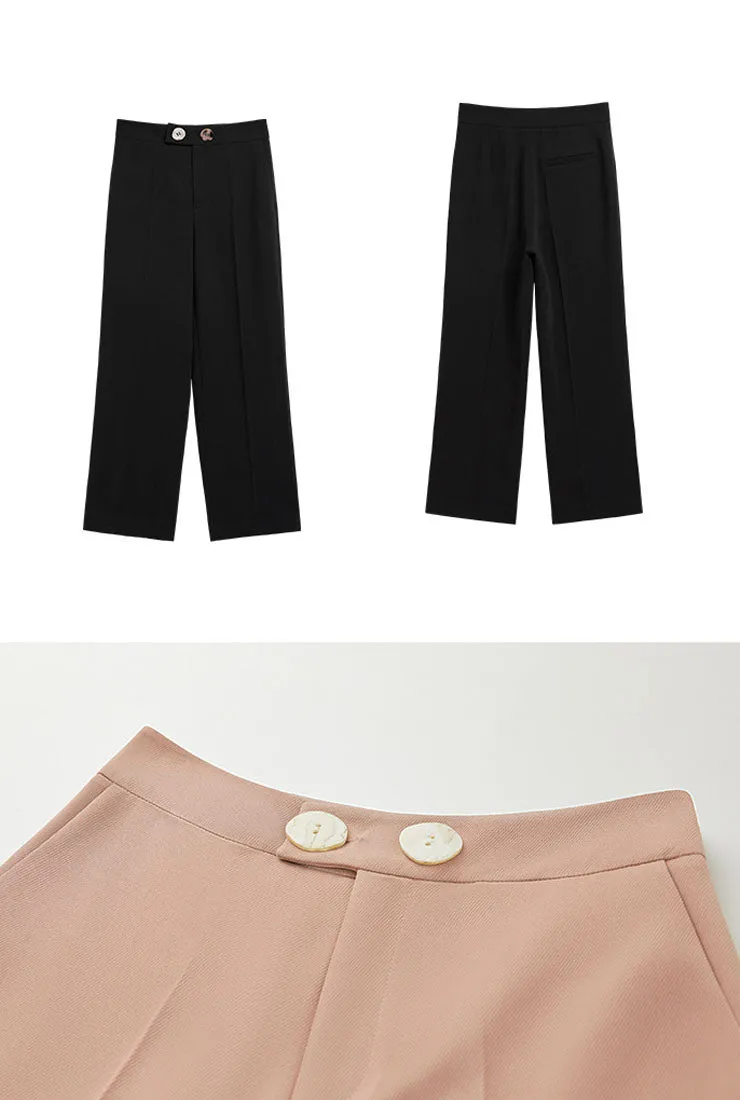High-waist Straight Loose Cropped Suit Pants