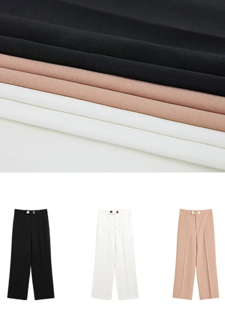 High-waist Straight Loose Cropped Suit Pants