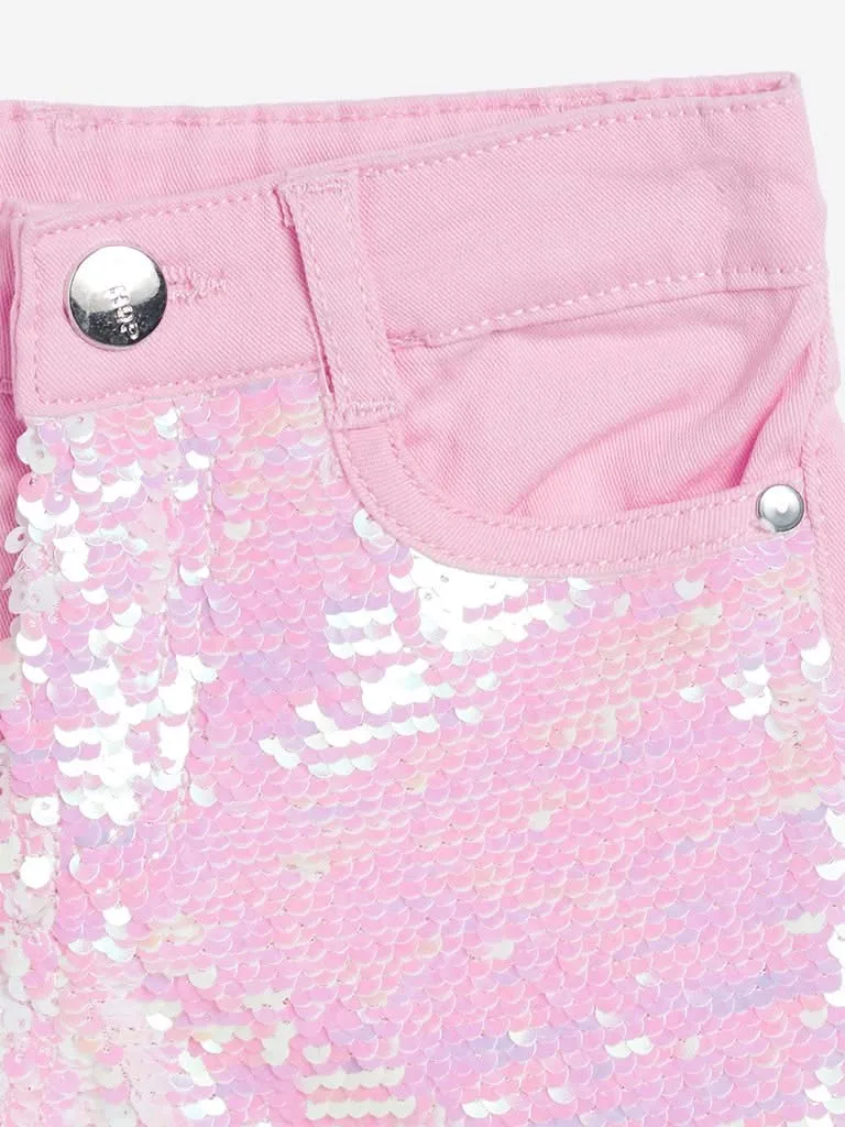 HOP Kids Pink Sequinned Shorts