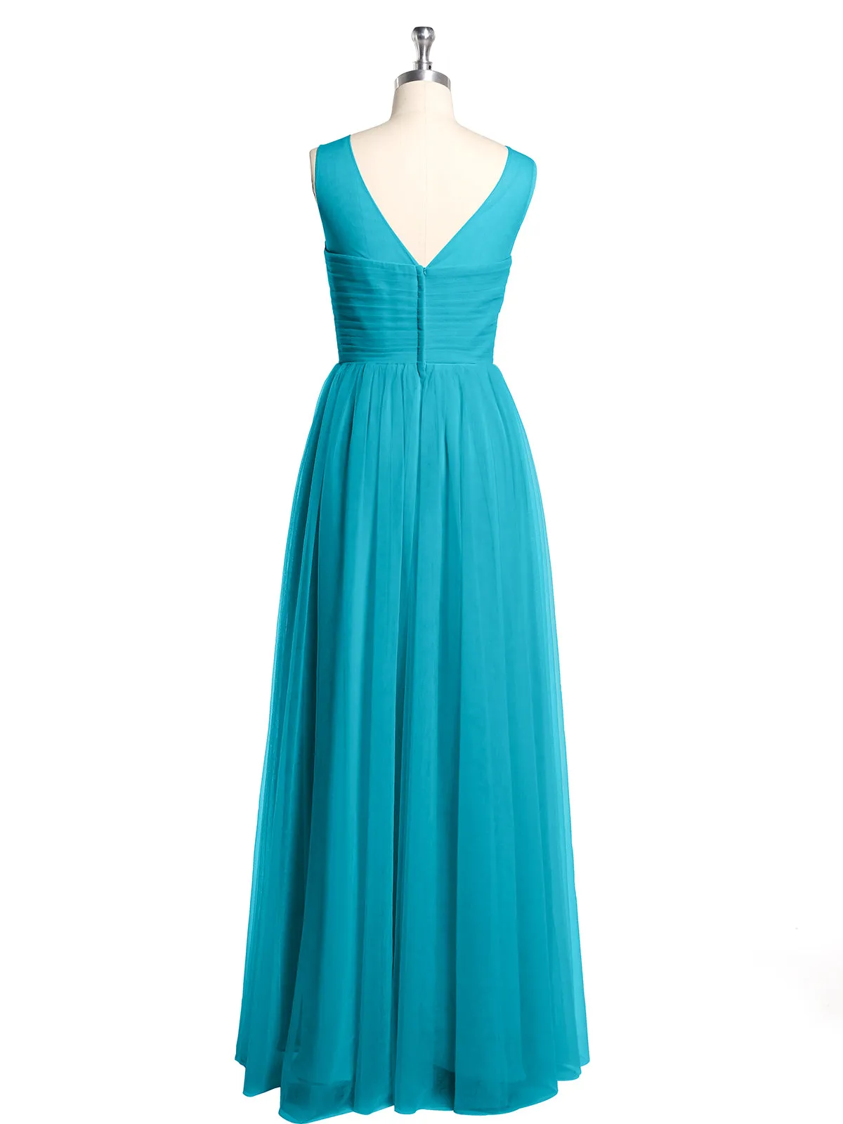 Illusion Neck Cross Tulle Bridesmaid Dresses-Jade Plus Size