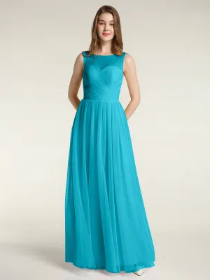 Illusion Neck Cross Tulle Bridesmaid Dresses-Jade Plus Size