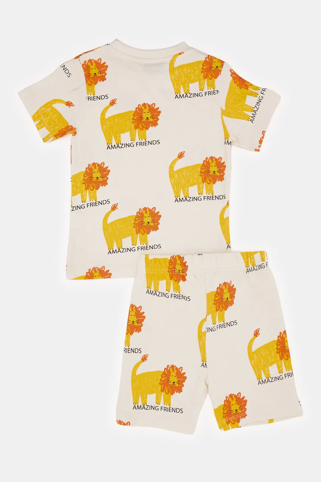 Infant Boys Cream Printed Pyjama Set (2 Piece)