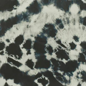 Ink Blue-Ivory Famous Designer Tie Dye Printed Viscose Chiffon Woven Fabric