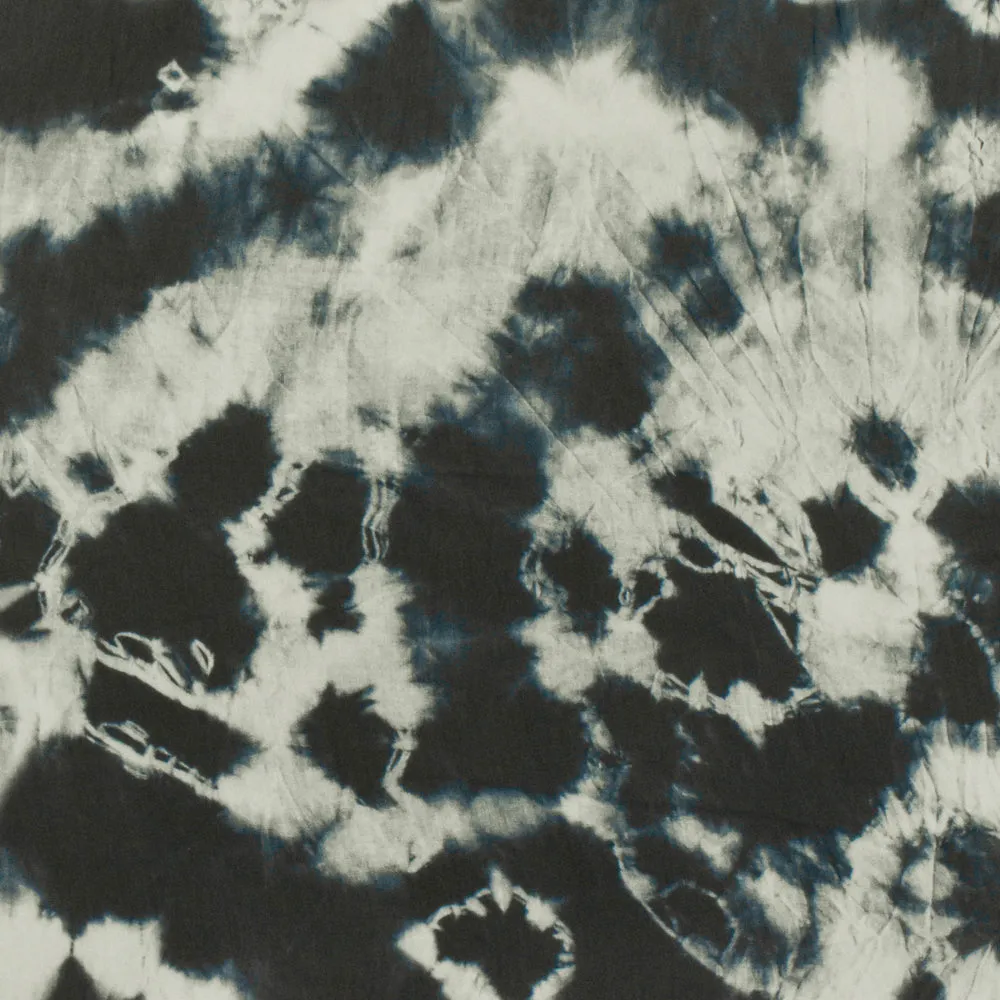 Ink Blue-Ivory Famous Designer Tie Dye Printed Viscose Chiffon Woven Fabric