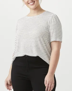 Jane Striped Tee | Light Grey / Black