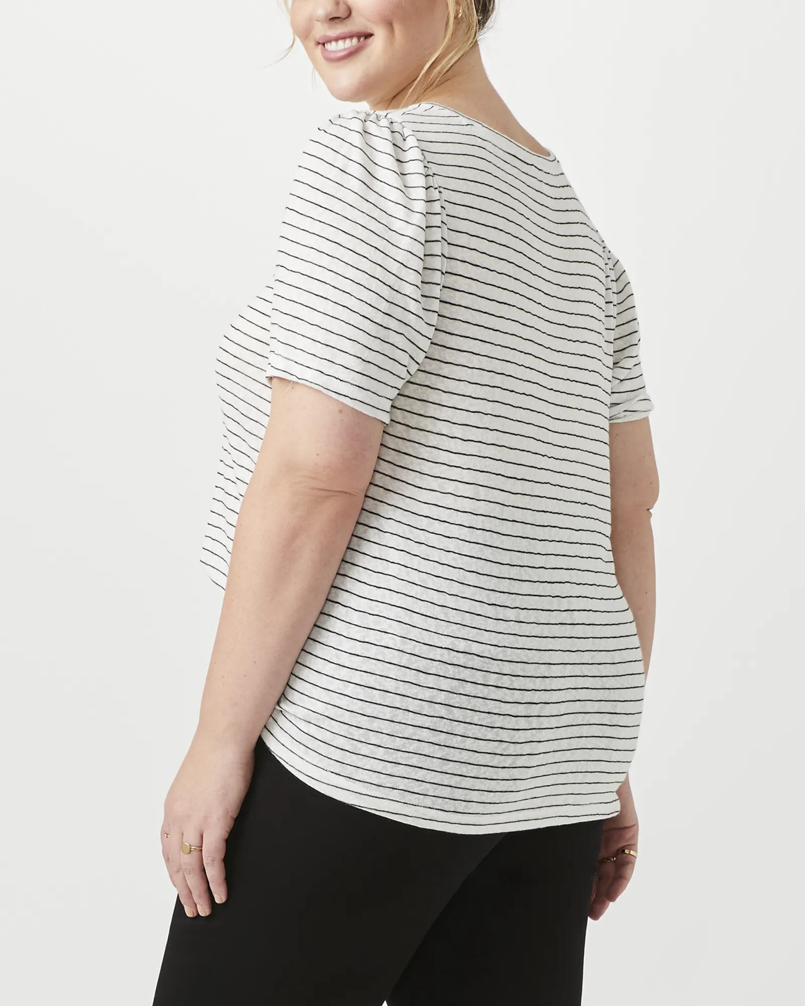 Jane Striped Tee | Light Grey / Black