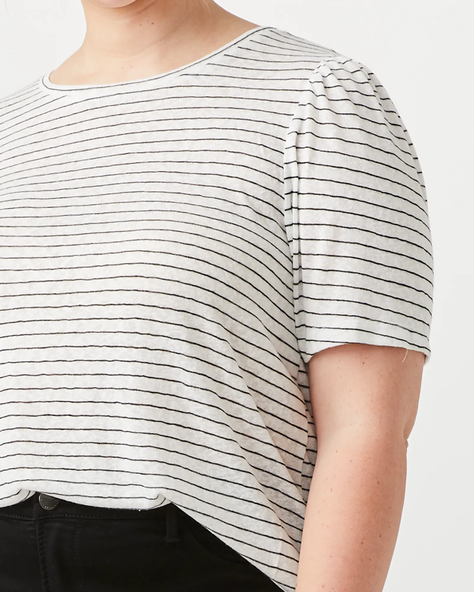 Jane Striped Tee | Light Grey / Black