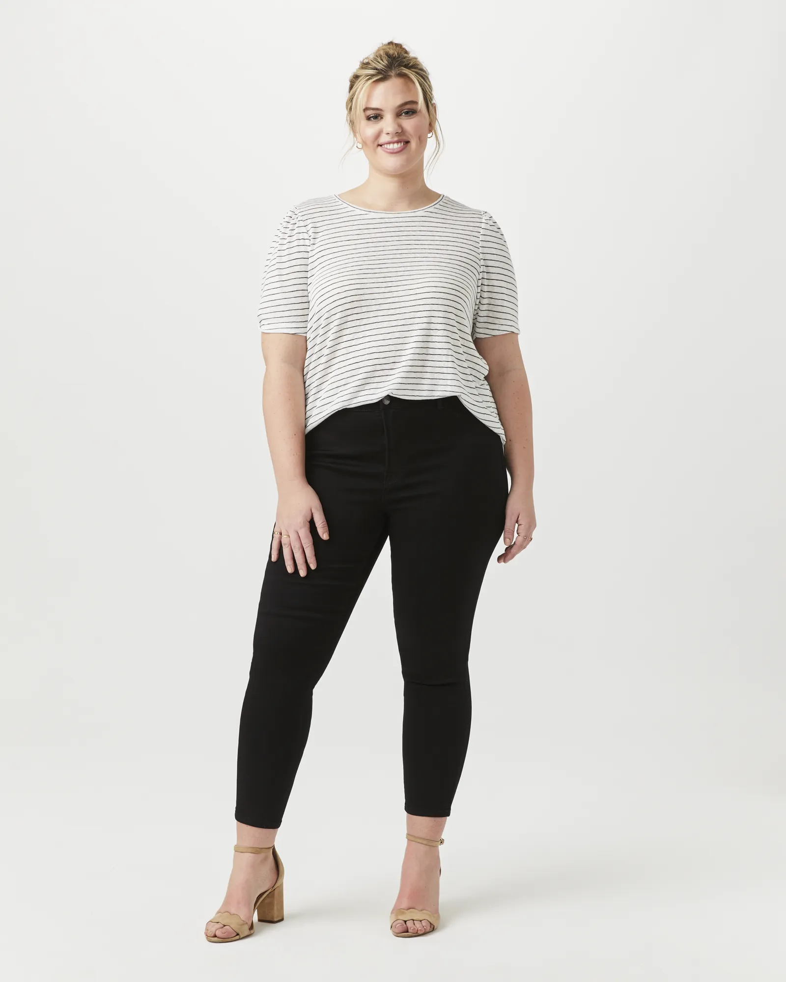 Jane Striped Tee | Light Grey / Black