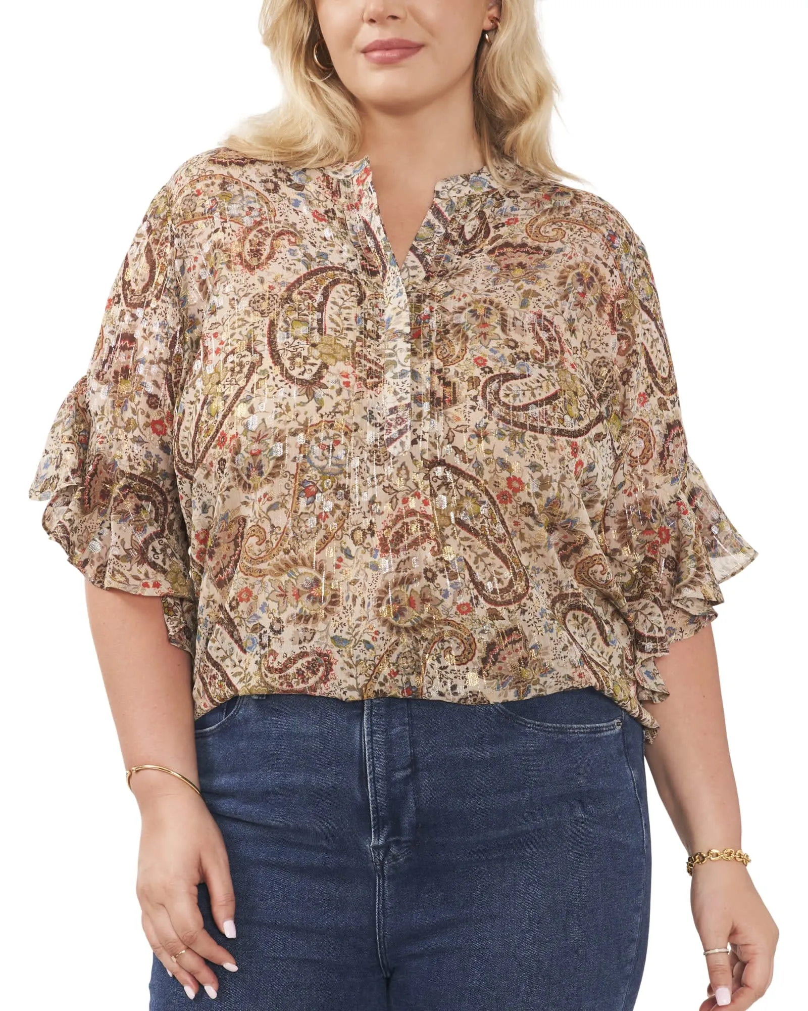 Kendall Flutter Sleeve Blouse | FRENCH ROAST
