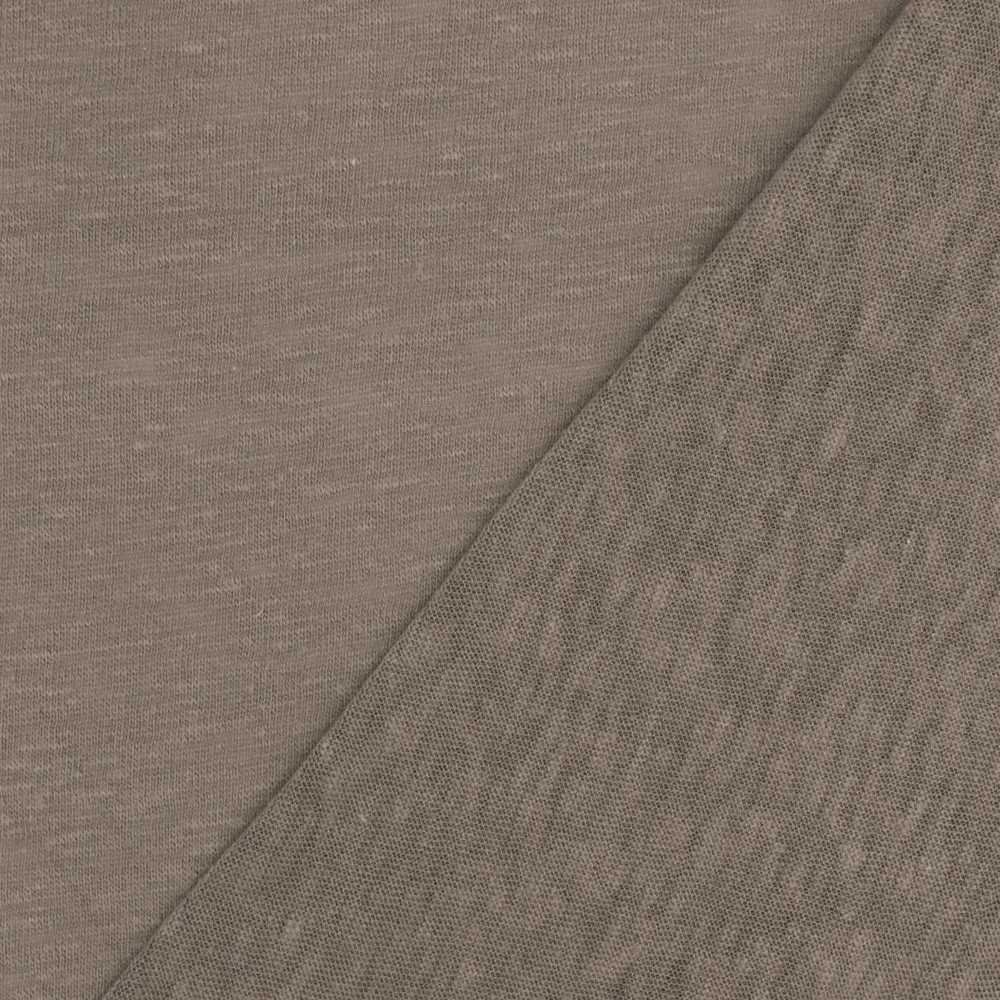 Latte Taupe Brown Slub Stretch Jersey Knit Fabric