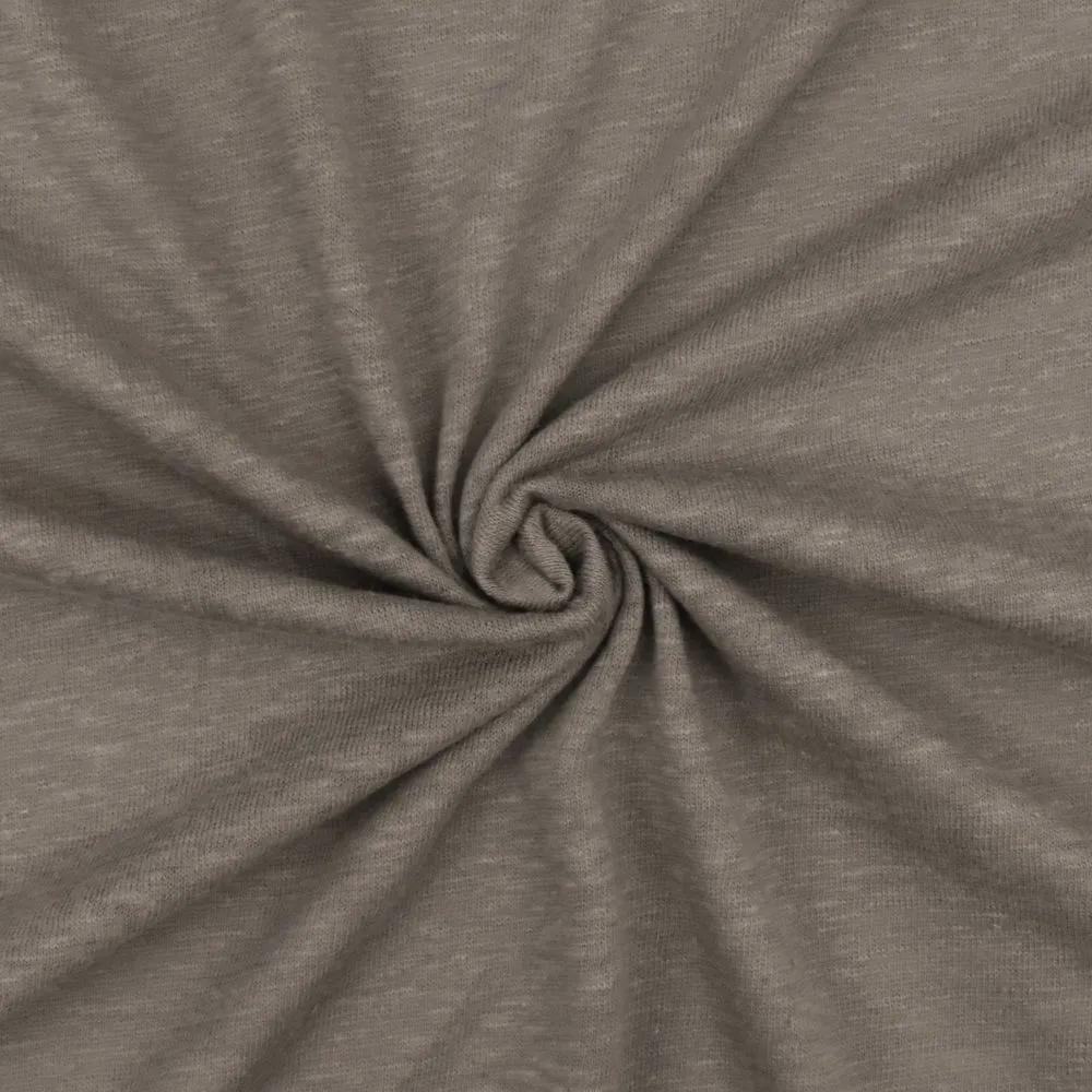 Latte Taupe Brown Slub Stretch Jersey Knit Fabric