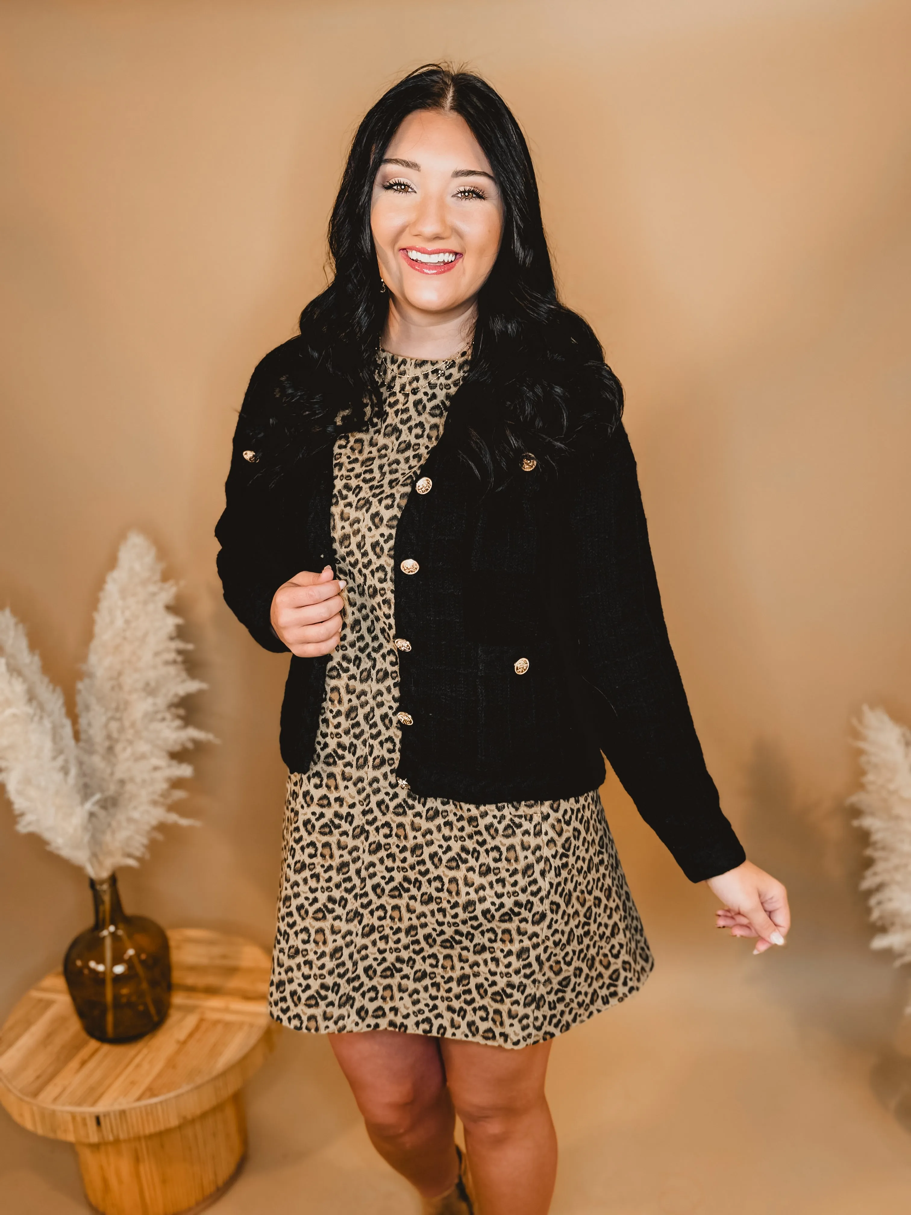Leopard Print Swing Dress - Camel