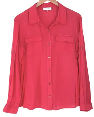 Light Spring Wildberry Tab Sleeve Button-Down Linen Shirt