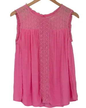 Light Summer Peony Crochet Lace Sleeveless Top
