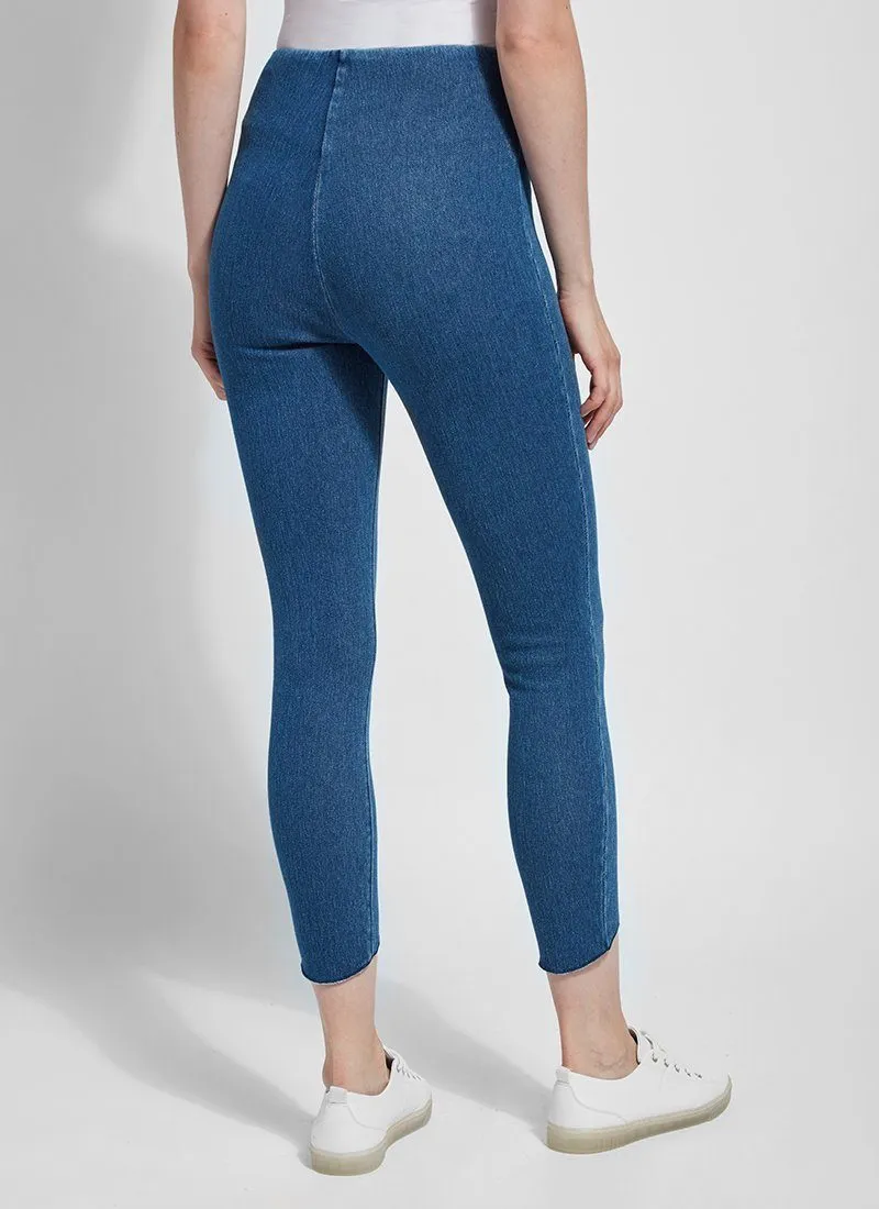 Lynette Scalloped Edge Denim Legging, Mid Wash
