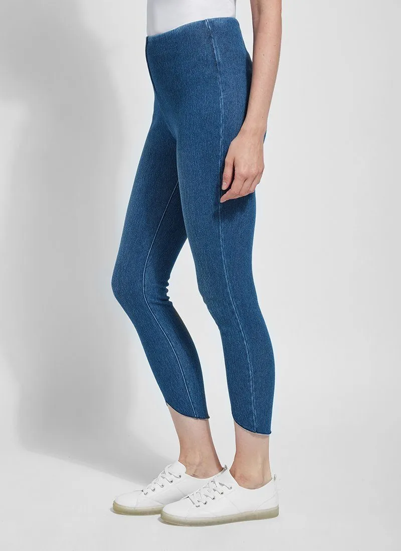 Lynette Scalloped Edge Denim Legging, Mid Wash