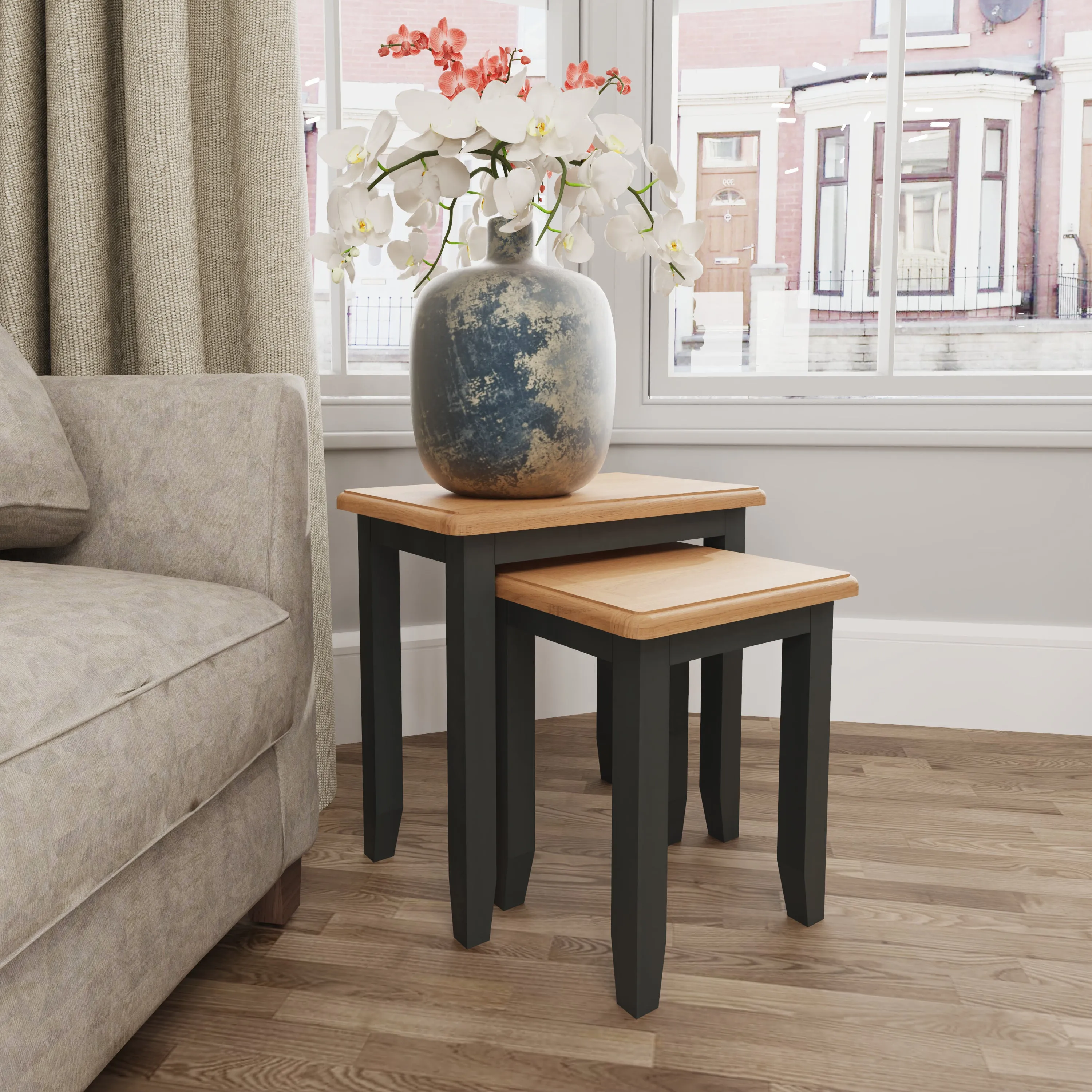 Malmesbury Grey Nest of 2 Tables 50 x 32 x 50 cm