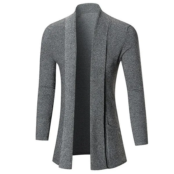 Mens Fall Winter Solid Color Knitted Cardigans Warm Turndown Collar Casual Outwear