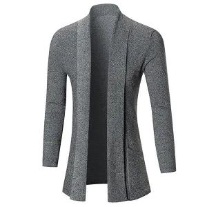 Mens Fall Winter Solid Color Knitted Cardigans Warm Turndown Collar Casual Outwear
