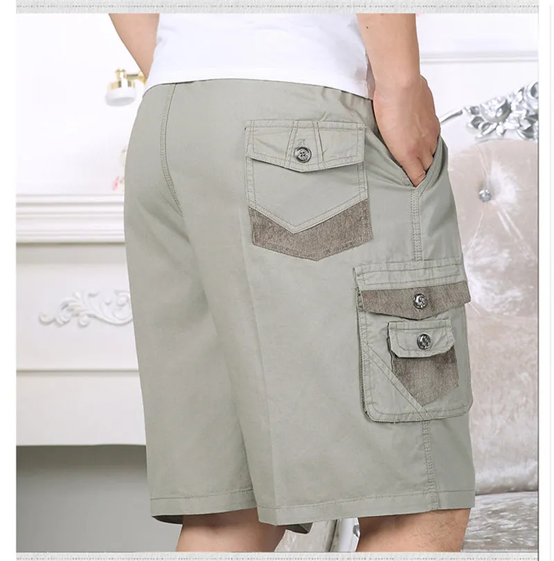Men's Plus Size Elastic Waist Bermuda Cargo Shorts