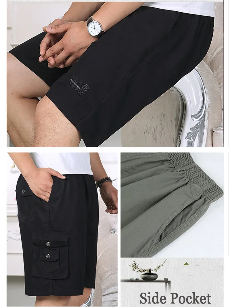 Men's Plus Size Elastic Waist Bermuda Cargo Shorts