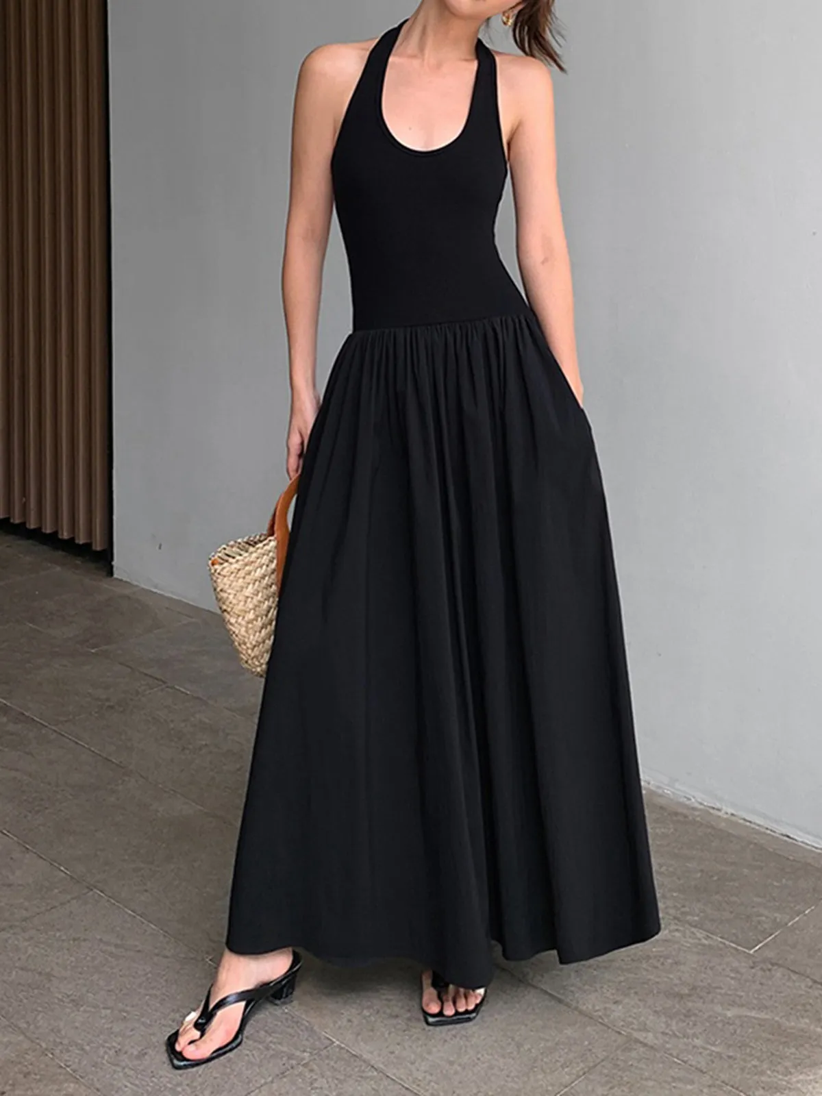 Minimalist Halter Graceful Backless Long Dress
