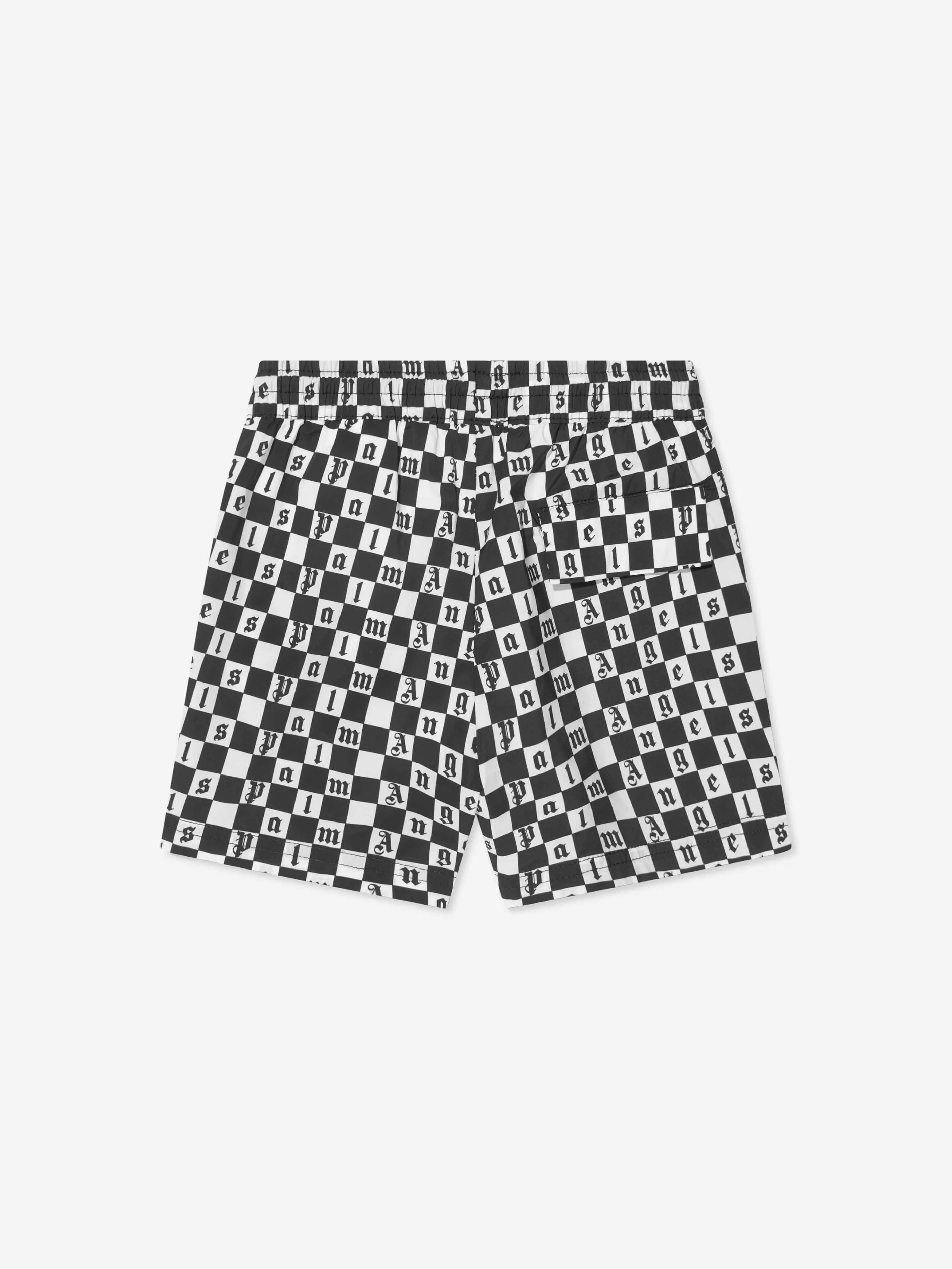 Palm Angels Boys Checkerboard Print Swim Shorts