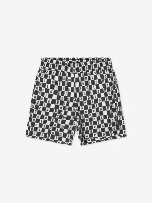 Palm Angels Boys Checkerboard Print Swim Shorts