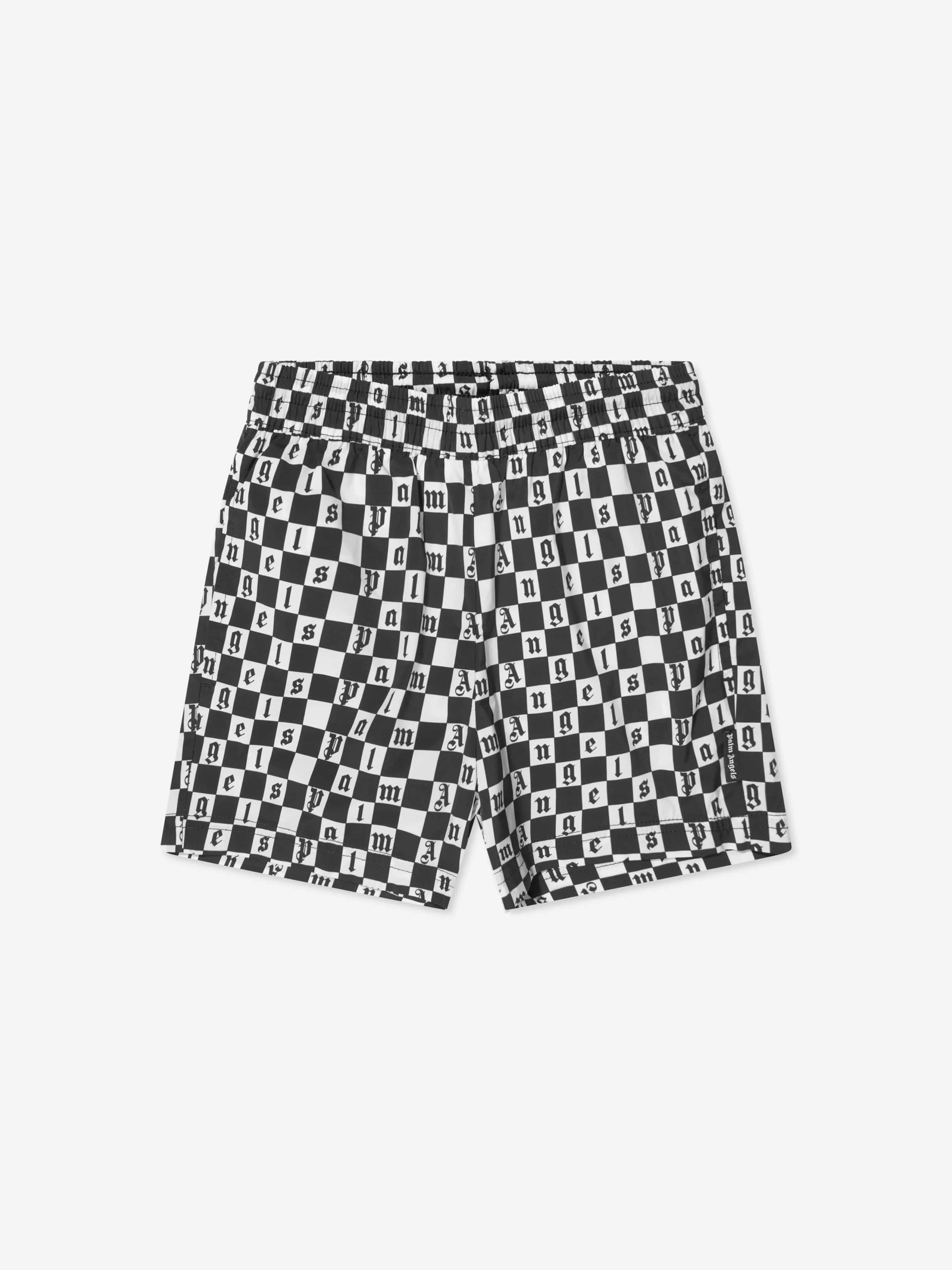 Palm Angels Boys Checkerboard Print Swim Shorts